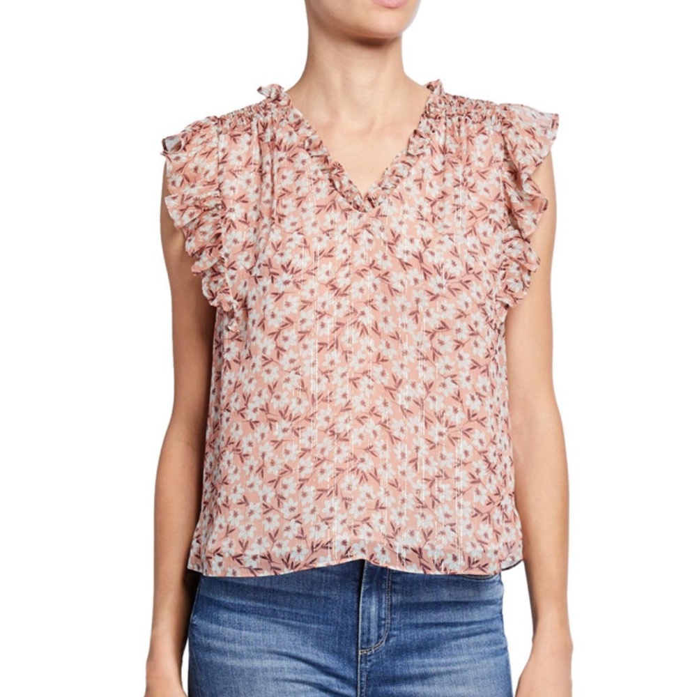Rebecca Taylor Lucia Floral V-Neck Sleeveless Top